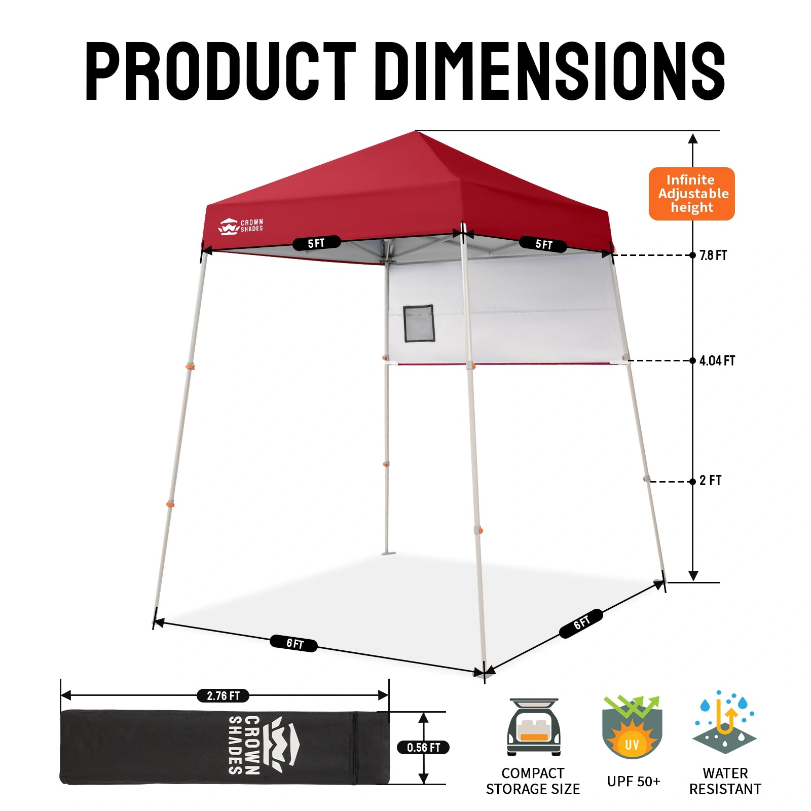Feather-Lift 5' x 5' Canopy with Instant Sidewall