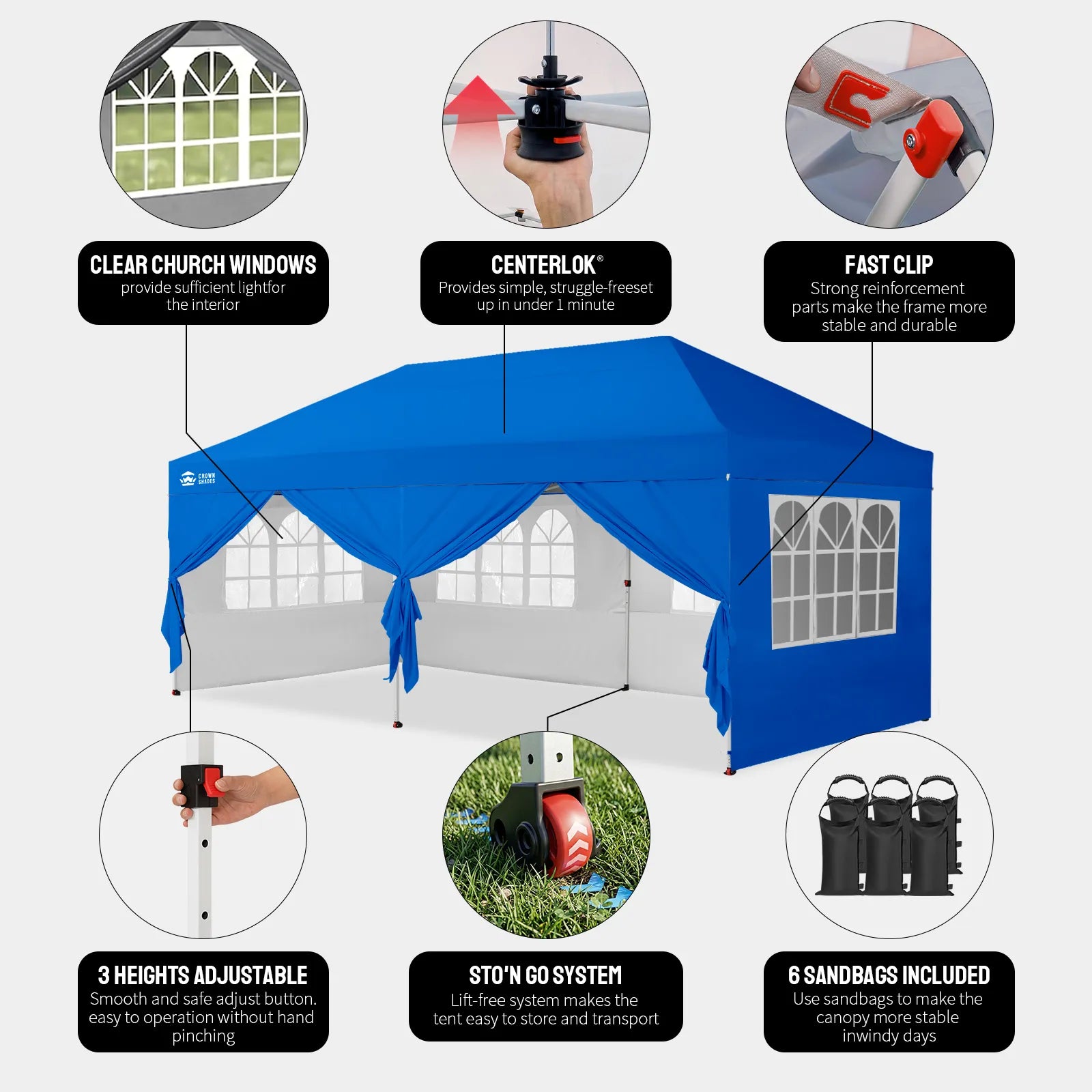 Swift-Lock 10'x20' Canopy | 6 Sidewalls with Windows
