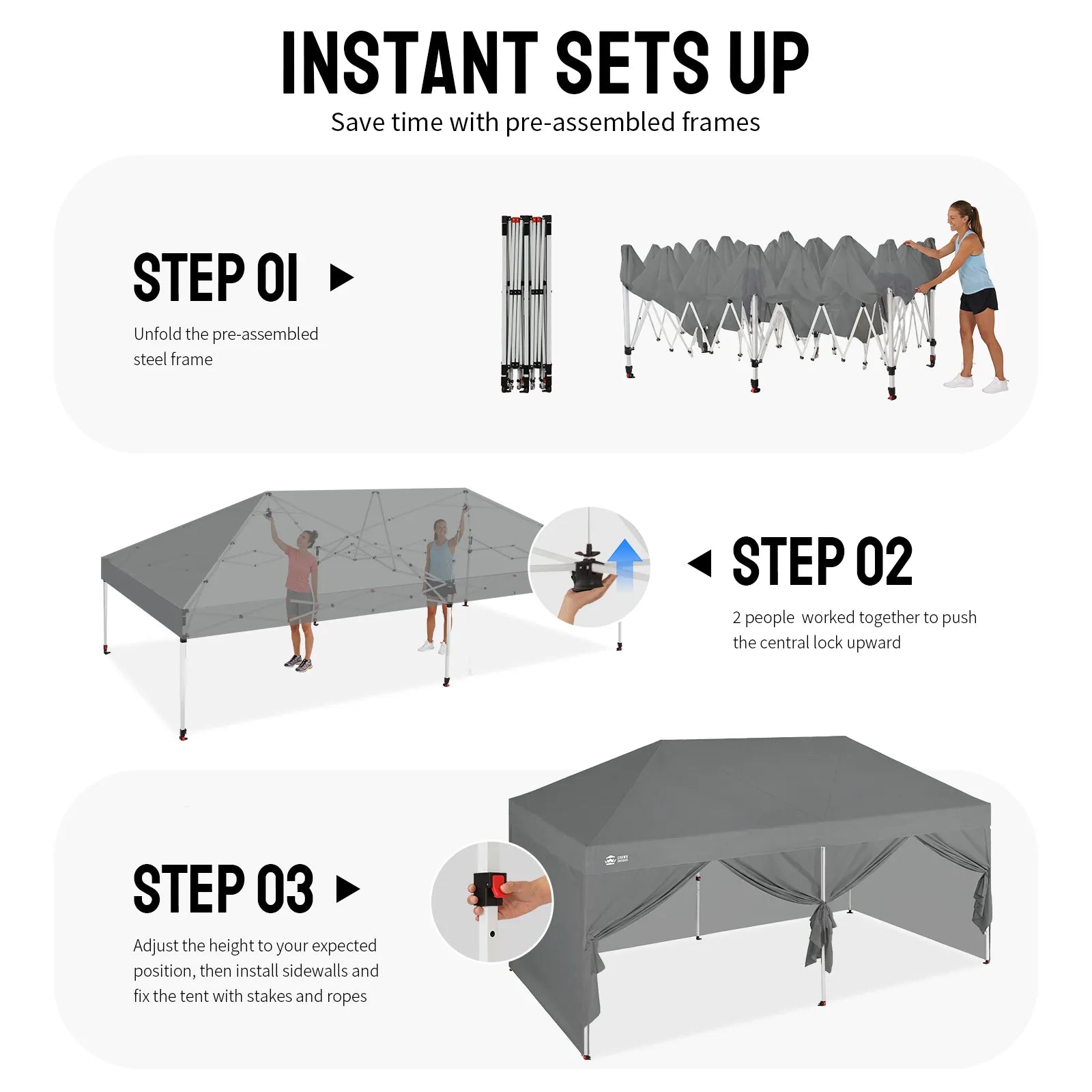 Swift-Lock 10'x20' Canopy | 6 Sidewalls with Windows
