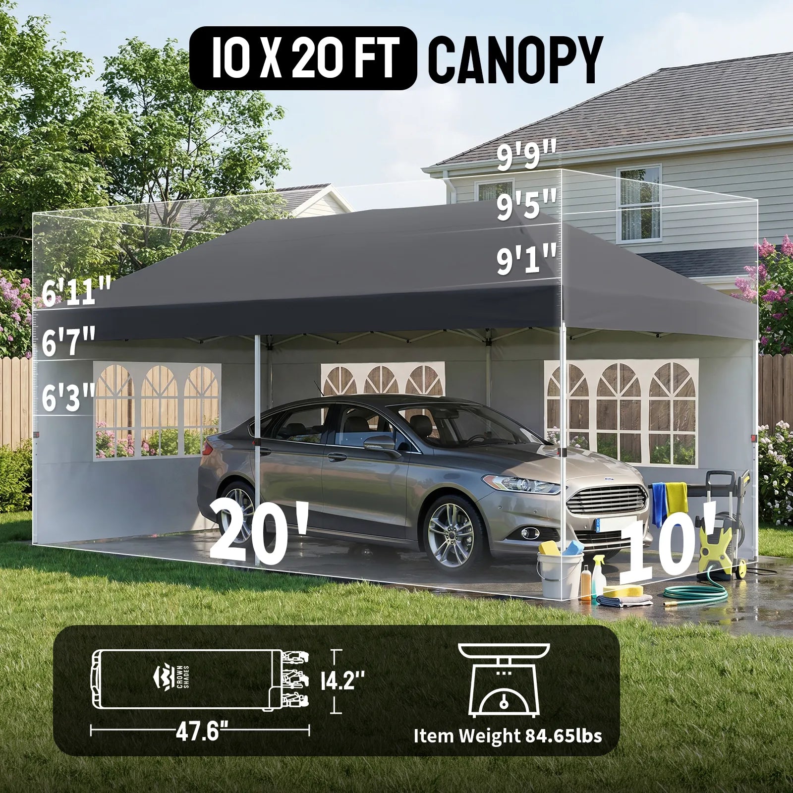 Swift-Lock 10'x20' Canopy | 6 Sidewalls with Windows