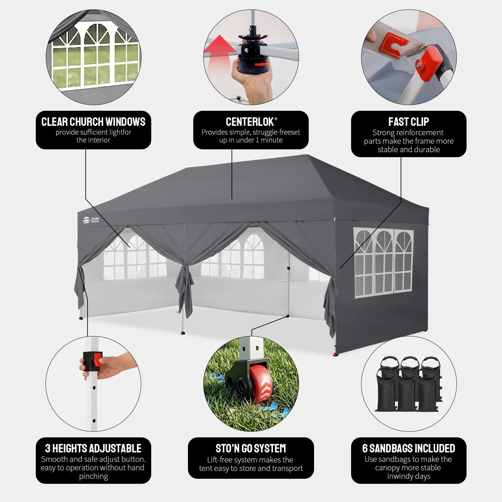 Swift-Lock 10'x20' Canopy | 6 Sidewalls with Windows