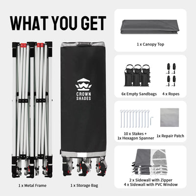 Swift-Lock 10'x20' Canopy | 6 Sidewalls with Windows