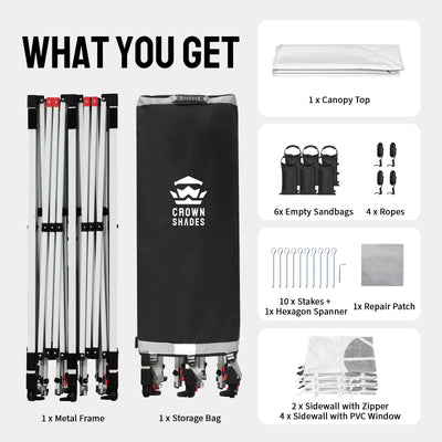 Swift-Lock 10'x20' Canopy | 6 Sidewalls with Windows
