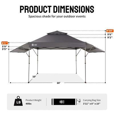 Vista 10' x 18' Canopy | Dual Awnings