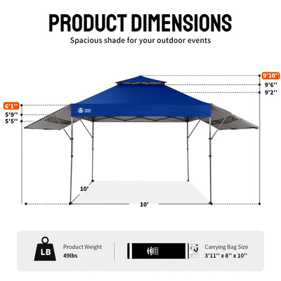 Vista 10' x 18' Canopy | Dual Awnings